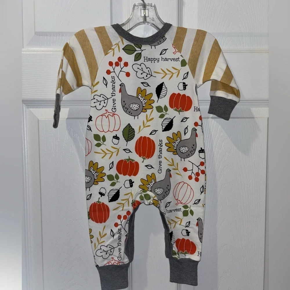 Thanksgiving Thankful Bamboo Romper--Tesa Babe SZ 3-6  or 6-9 Months​​​